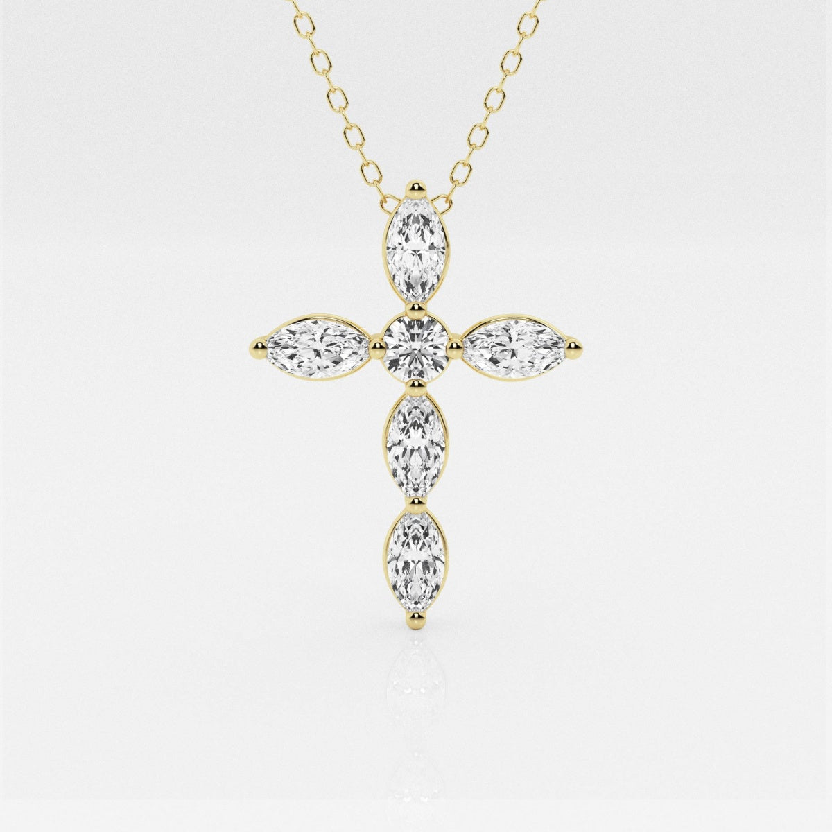 1.0 TCW Round & Marquise Moissanite Diamond Cross Necklace