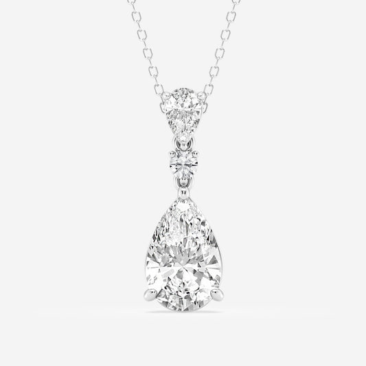 3.50 CT Pear Moissanite Diamond Three Stone Necklace