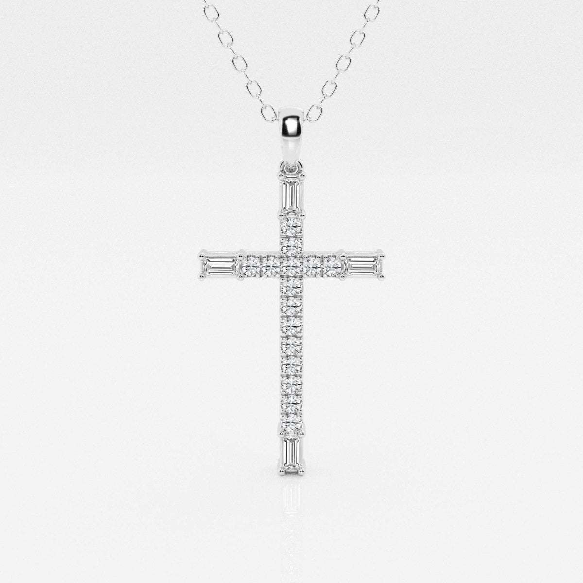 0.24 TCW Round Moissanite Diamond Cross Necklace