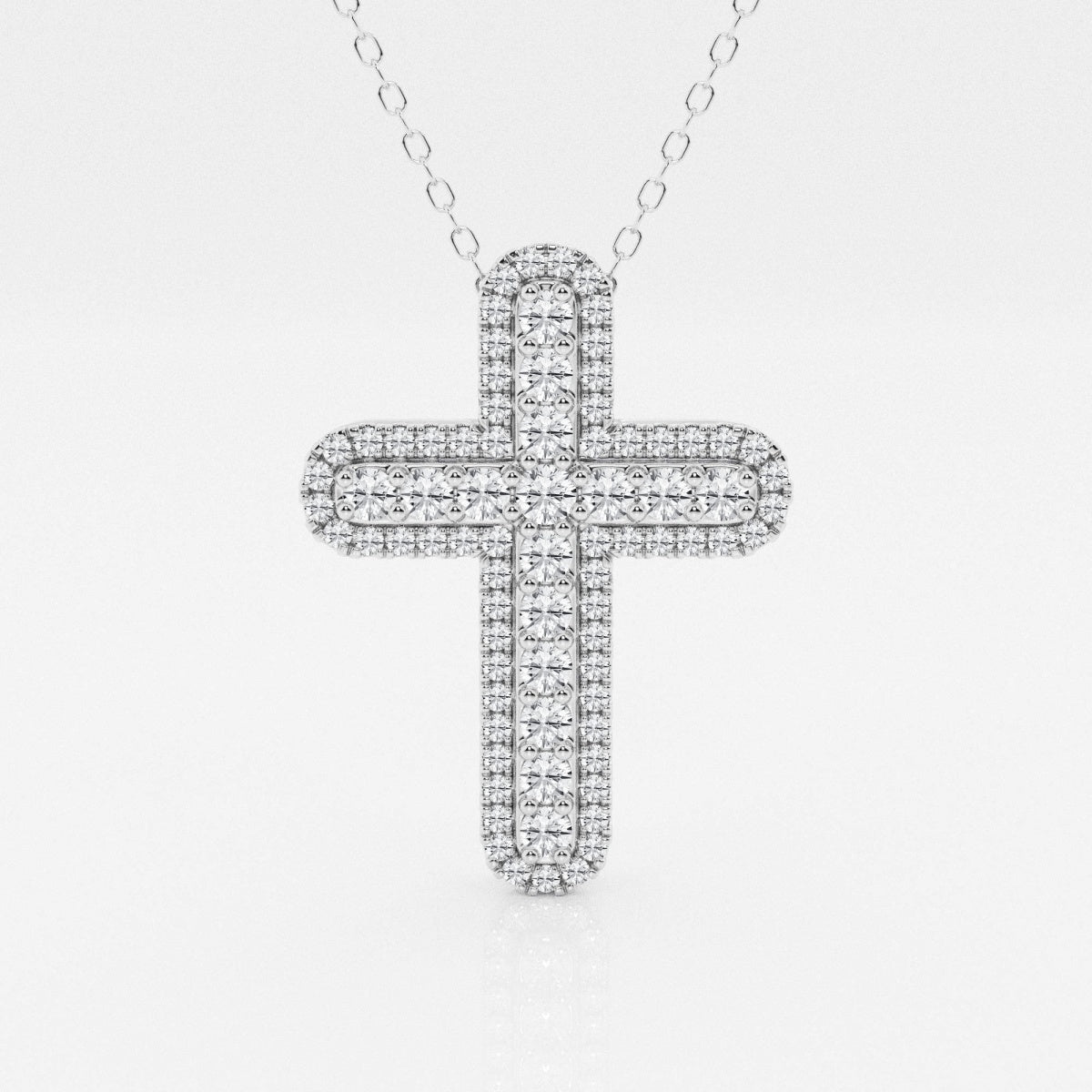 0.76 TCW Round Moissanite Diamond Cross Necklace