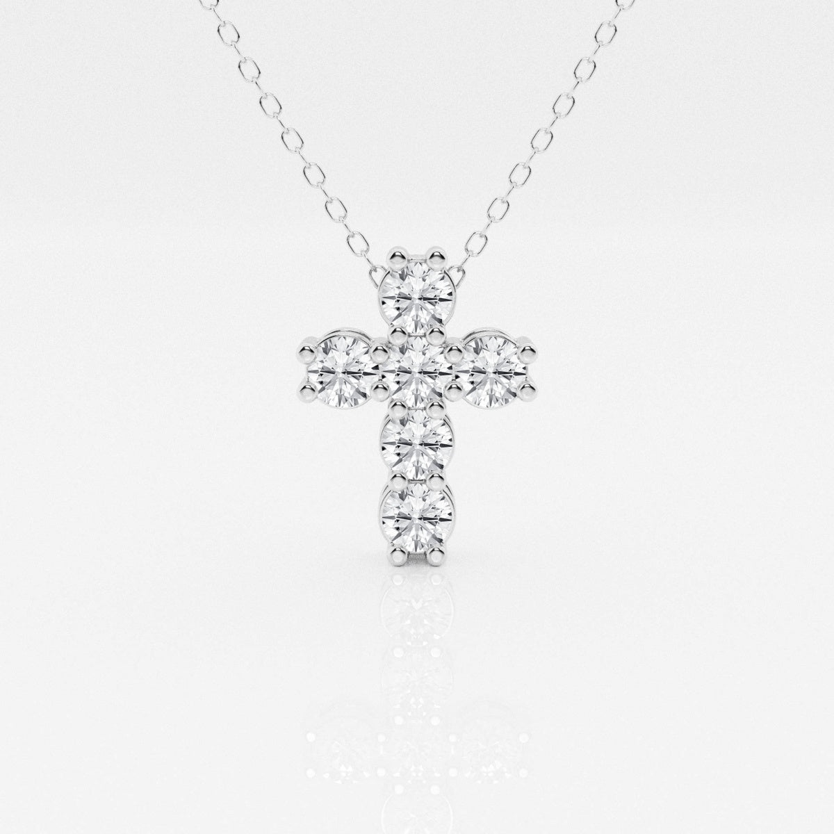 1.01 TCW Round Moissanite Diamond Cross Necklace