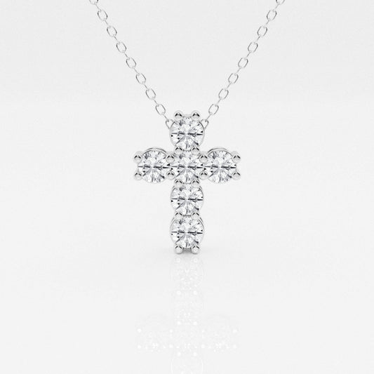 1.01 TCW Round Moissanite Diamond Cross Necklace
