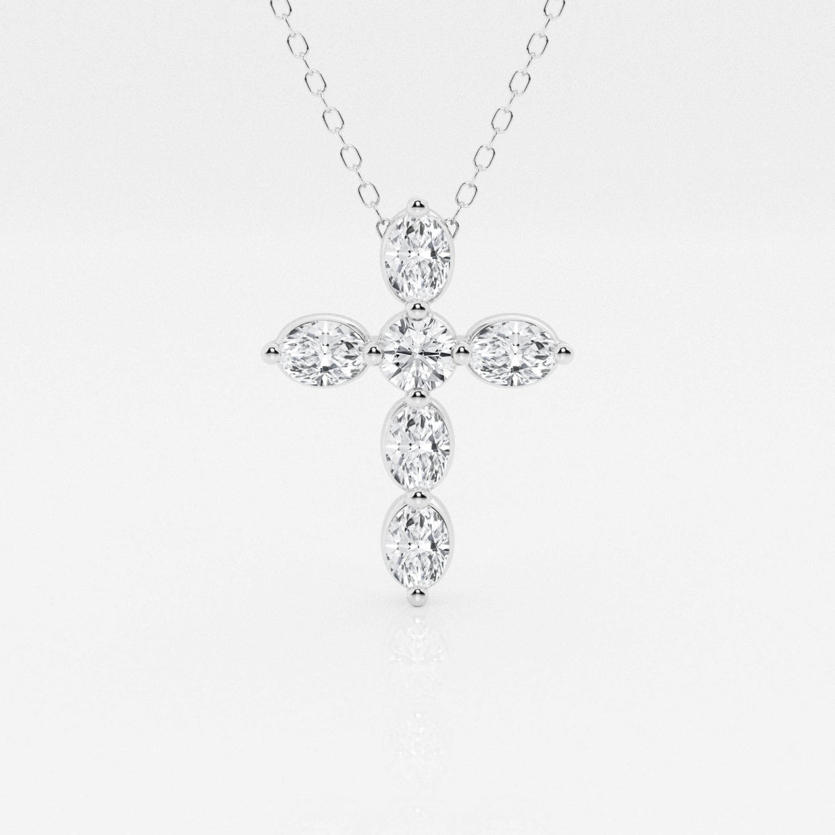 1.0 TCW Round & Oval Moissanite Diamond Cross Necklace
