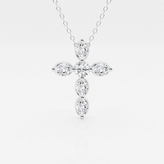 1.0 TCW Round & Oval Moissanite Diamond Cross Necklace