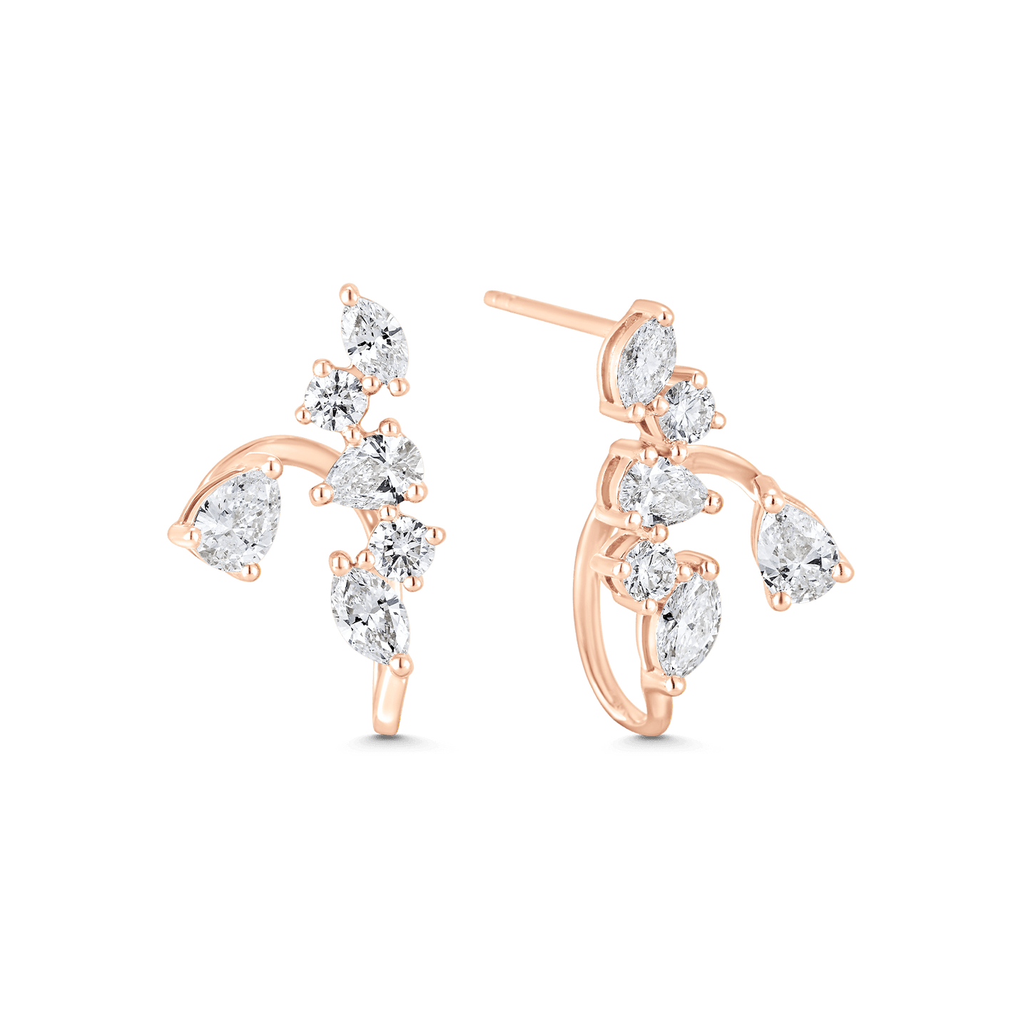 1.34 TCW Pear, Round & Marquise Moissanite Diamond Ear Jacket Earrings