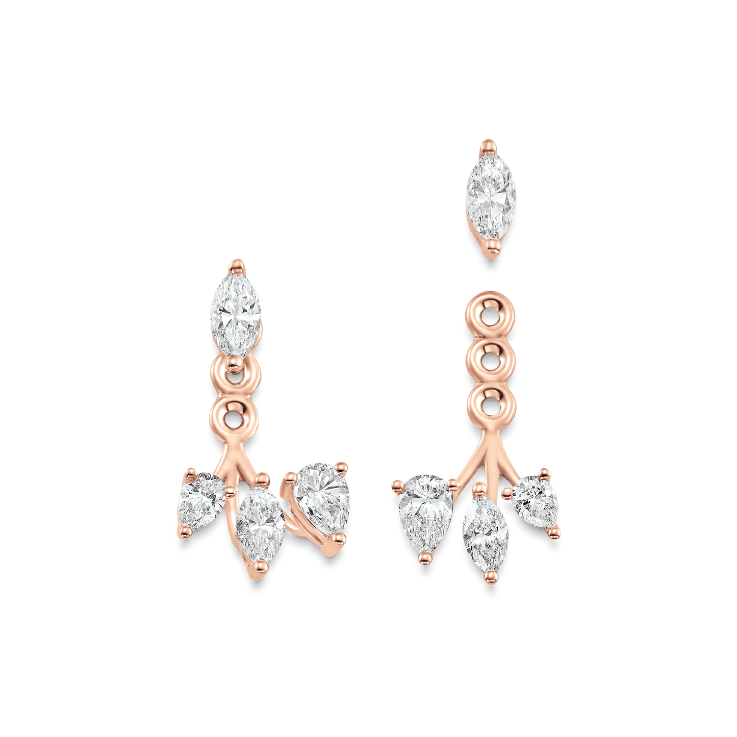 1.25 TCW Pear & Marquise Moissanite Diamond Ear Jacket Earrings