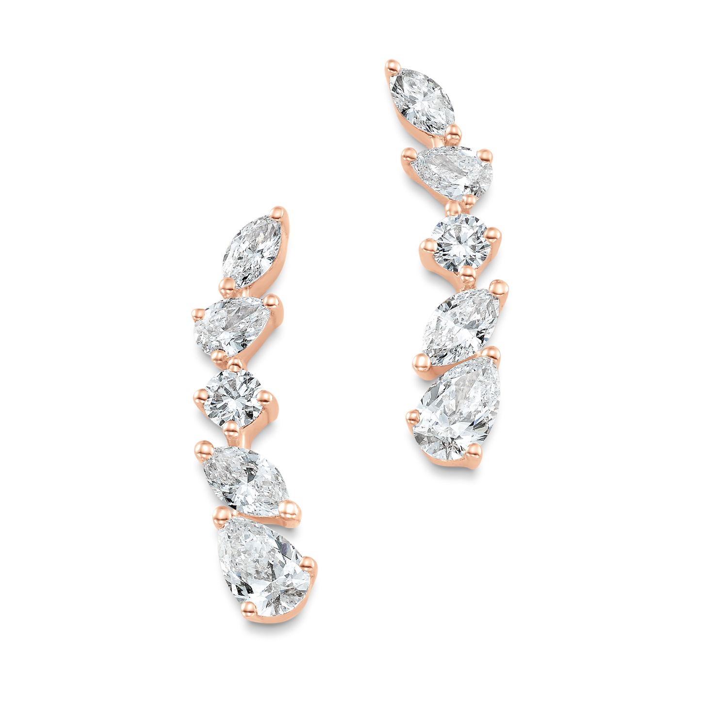 0.63 TCW Pear, Marquise & Round Moissanite Diamond Ear Crawlers Earrings