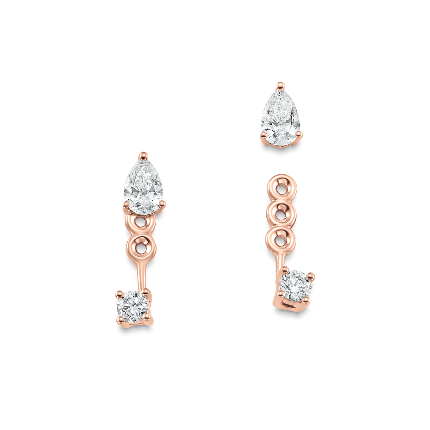 0.80 TCW Pear & Round Moissanite Diamond Ear Jacket Earrings