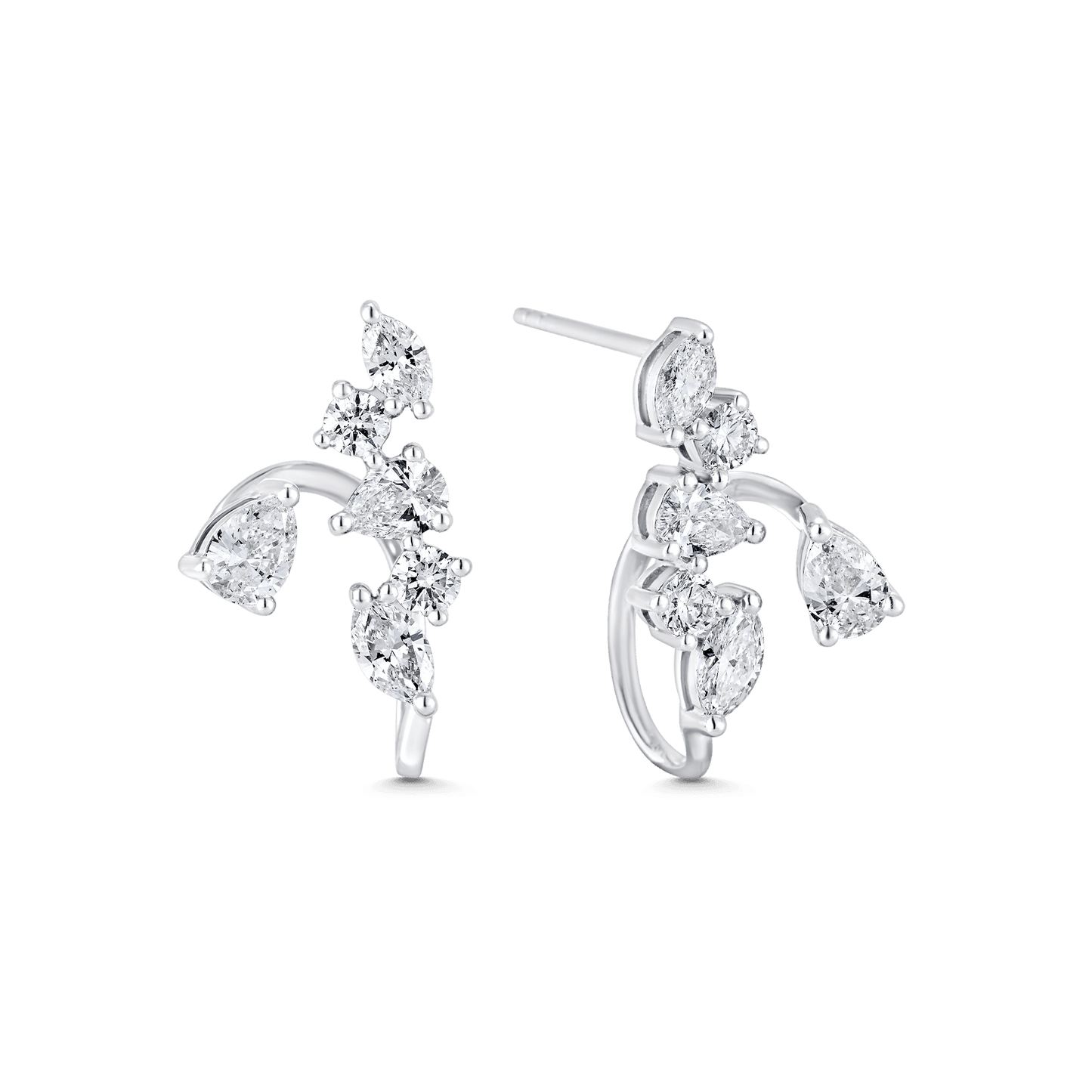 1.34 TCW Pear, Round & Marquise Moissanite Diamond Ear Jacket Earrings