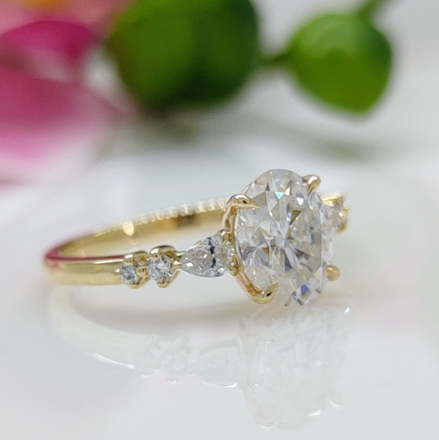 2.0ct Oval Cut Diamond Moissanite Engagement Ring