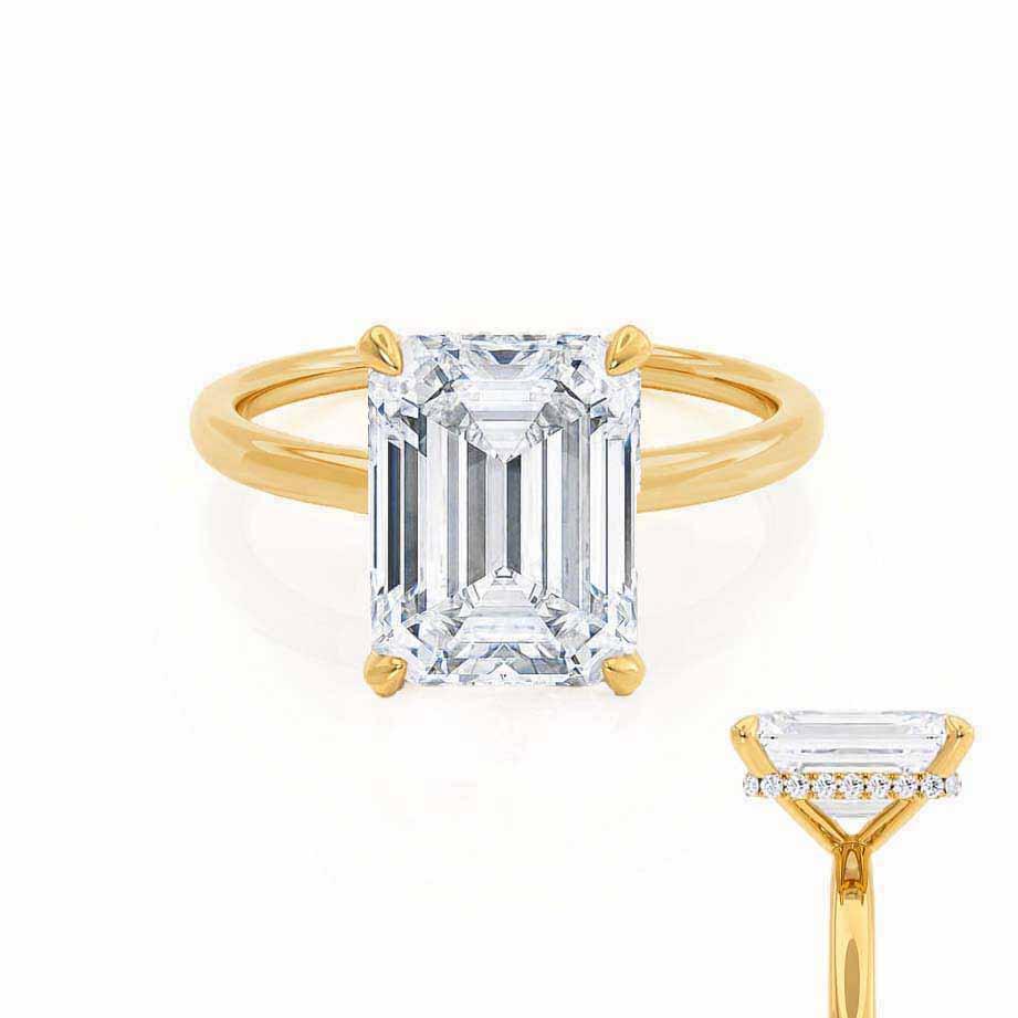 1.75 CT Emerald Shaped Moissanite Hidden Halo Style Engagement Ring