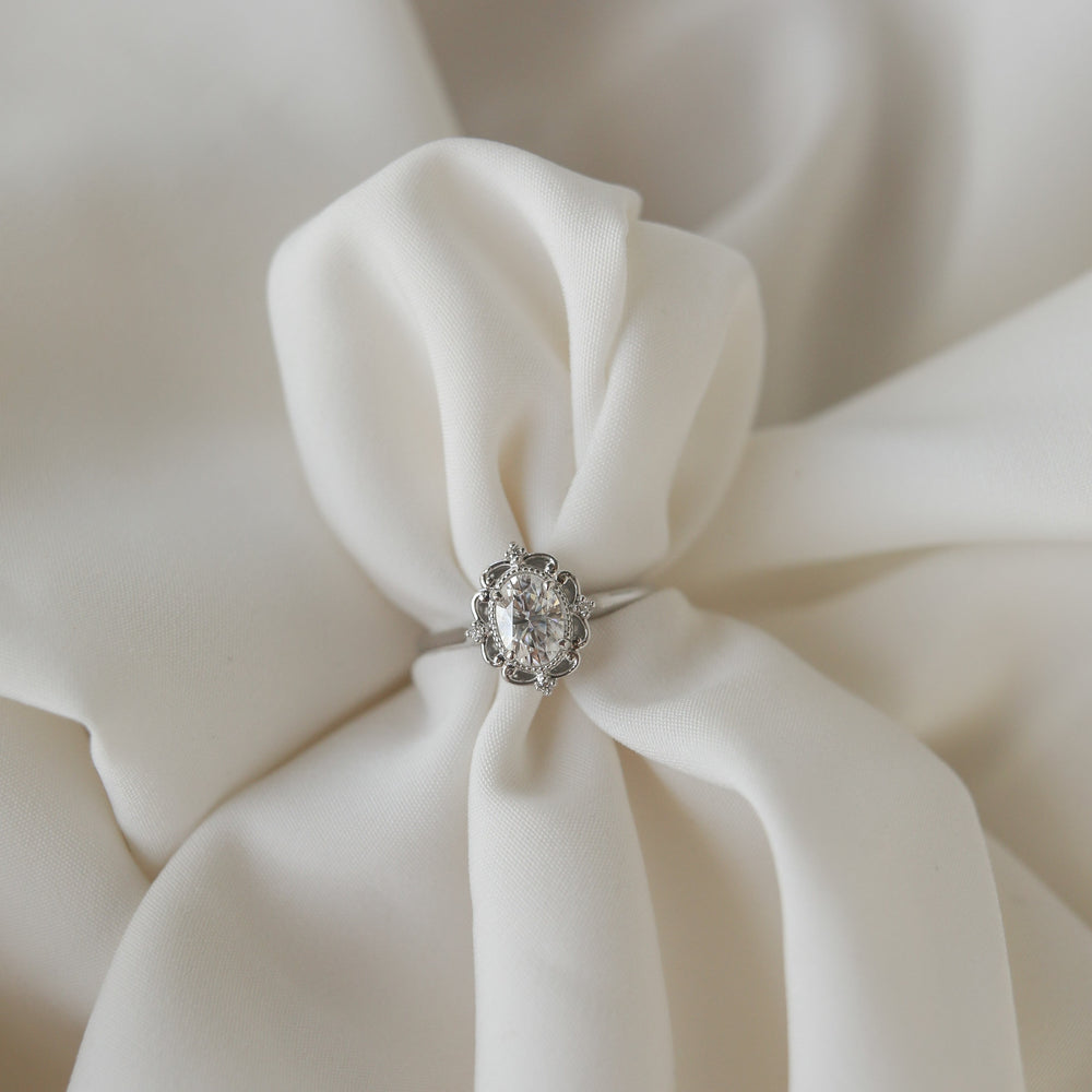 3.25CT Oval Cut Vintage Moissanite Diamond Engagement Ring