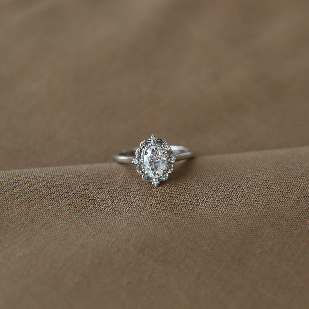 3.25CT Oval Cut Vintage Moissanite Diamond Engagement Ring