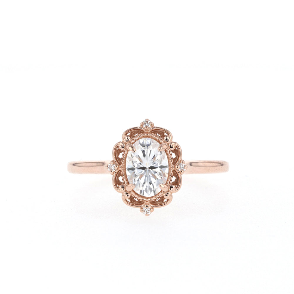 3.25CT Oval Cut Vintage Moissanite Diamond Engagement Ring