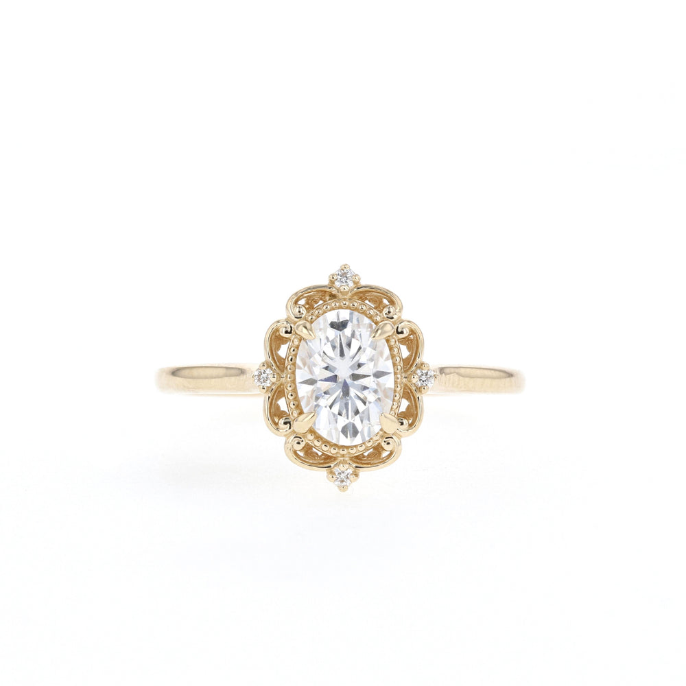 3.25CT Oval Cut Vintage Moissanite Diamond Engagement Ring