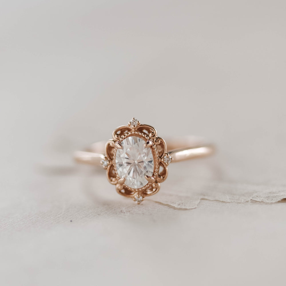 3.25CT Oval Cut Vintage Moissanite Diamond Engagement Ring