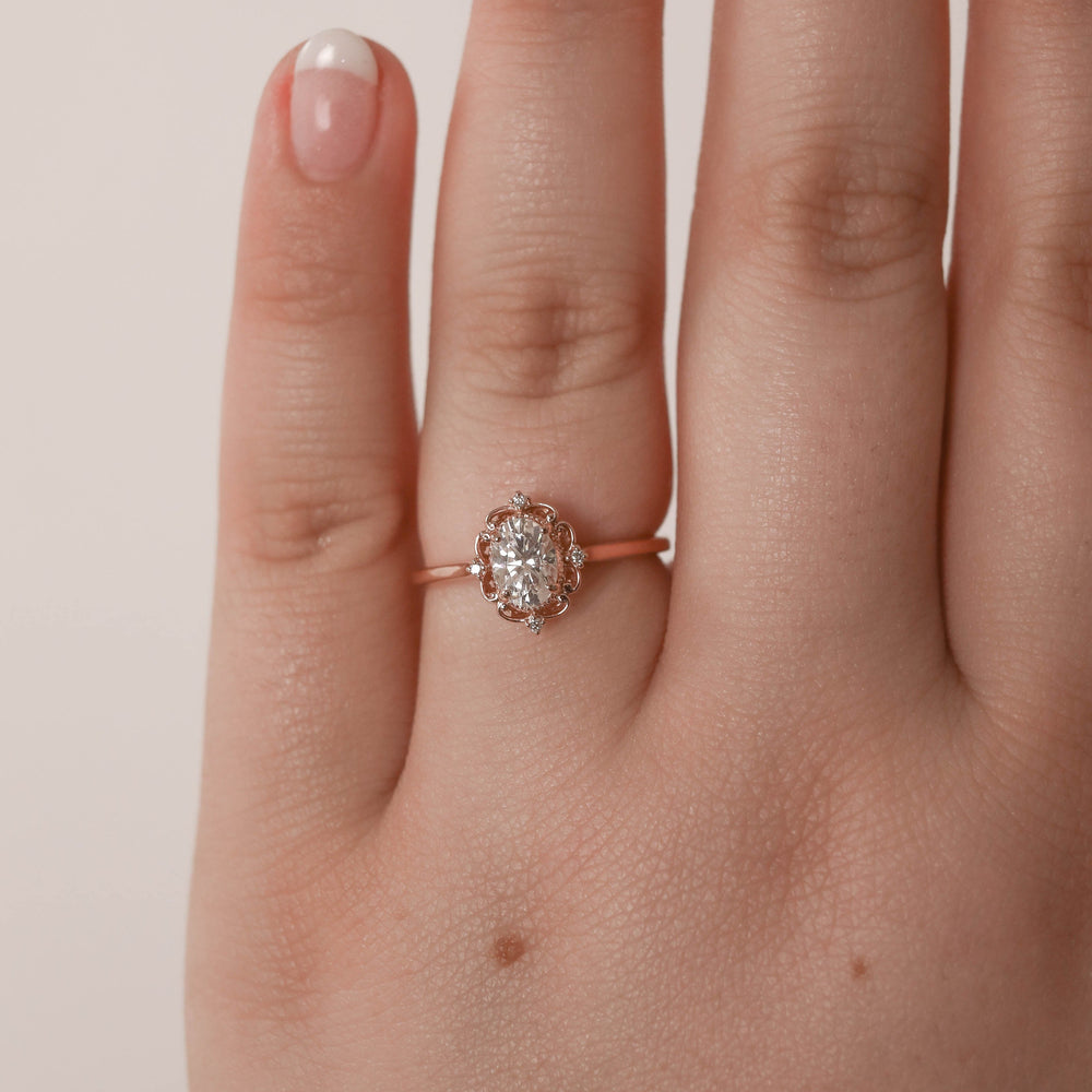 3.25CT Oval Cut Vintage Moissanite Diamond Engagement Ring