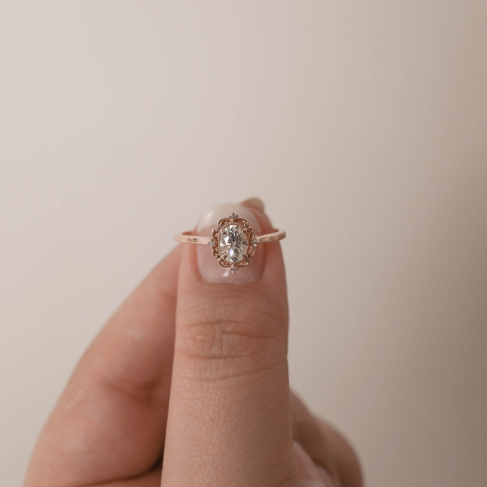 3.25CT Oval Cut Vintage Moissanite Diamond Engagement Ring