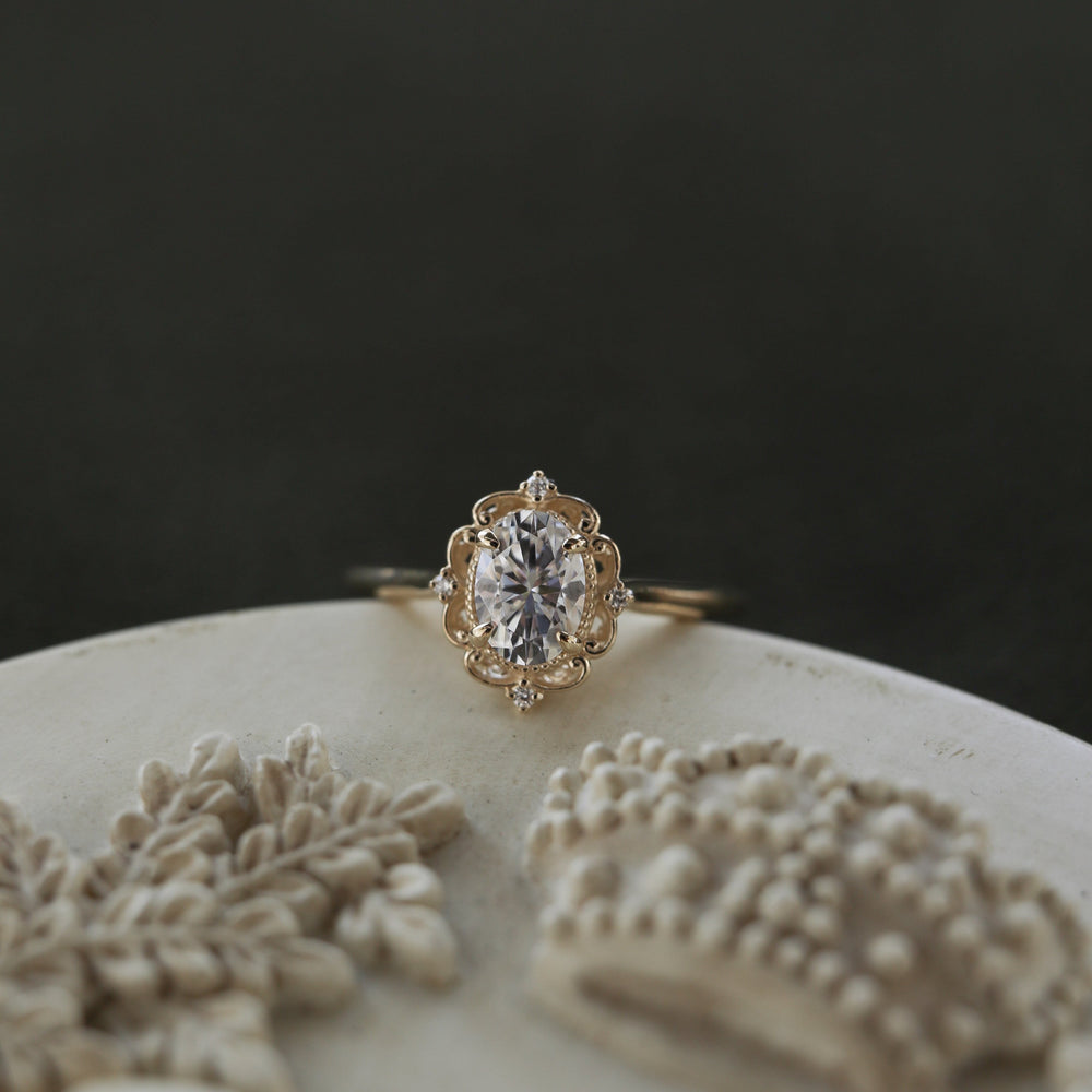 3.25CT Oval Cut Vintage Moissanite Diamond Engagement Ring