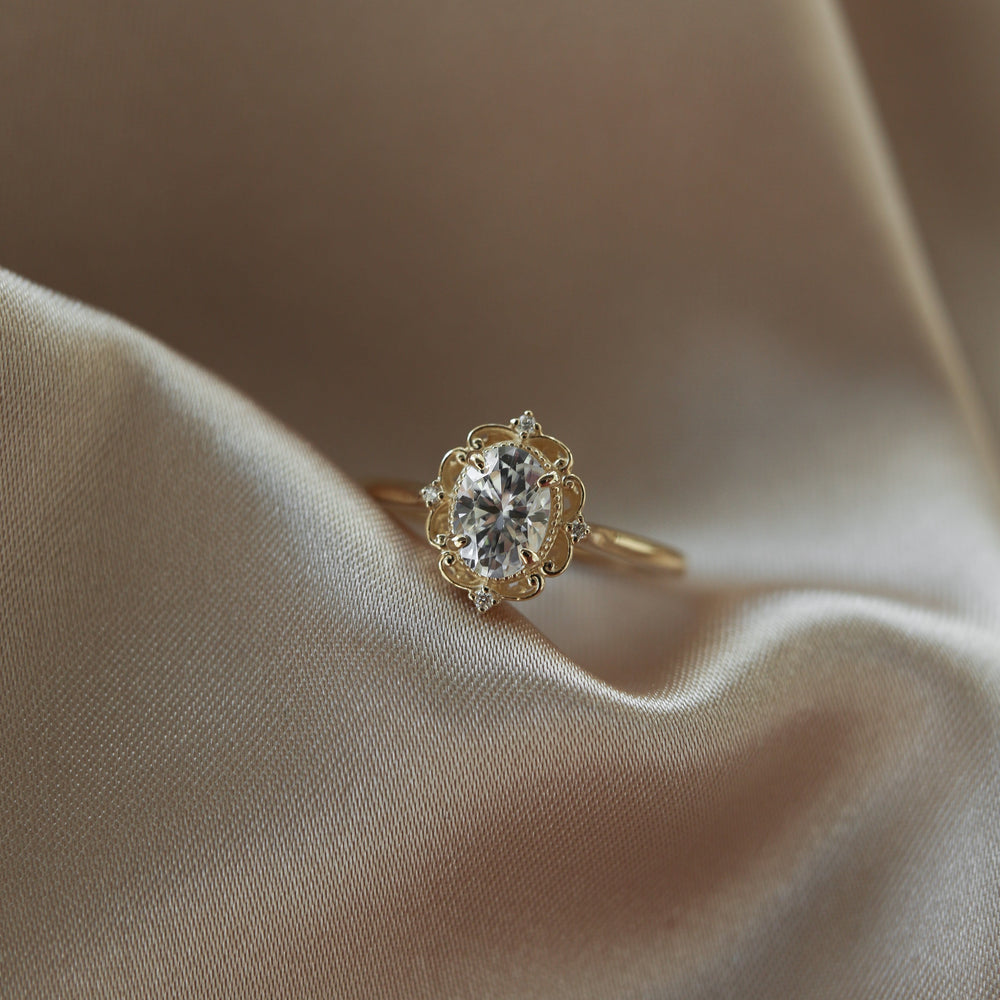 3.25CT Oval Cut Vintage Moissanite Diamond Engagement Ring