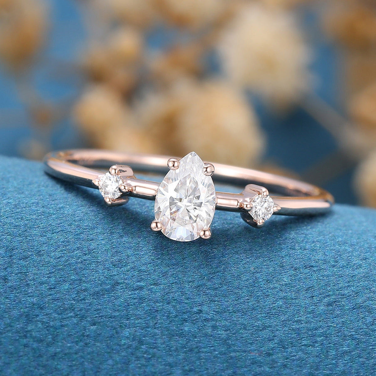 0.39 CT Pear Shaped Moissanite Solitaire Engagement Ring