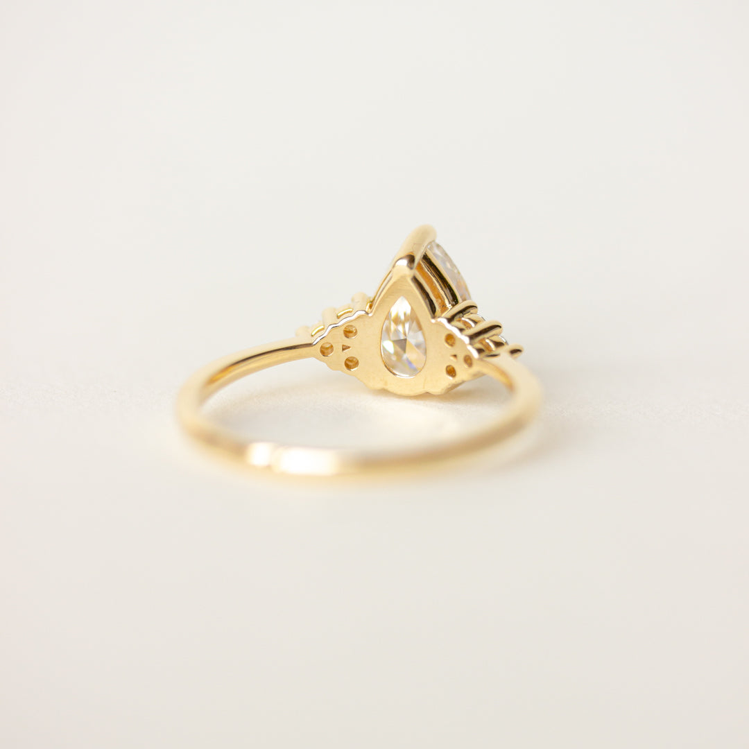 1.33 CT Pear Moissanite Cluster Engagement Ring