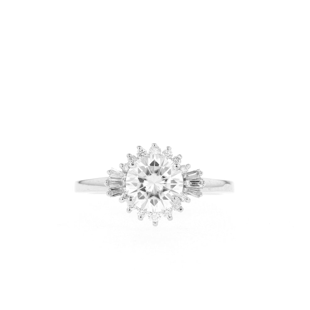 1.05CT Round Cut Cluster Moissanite Diamond Engagement Ring