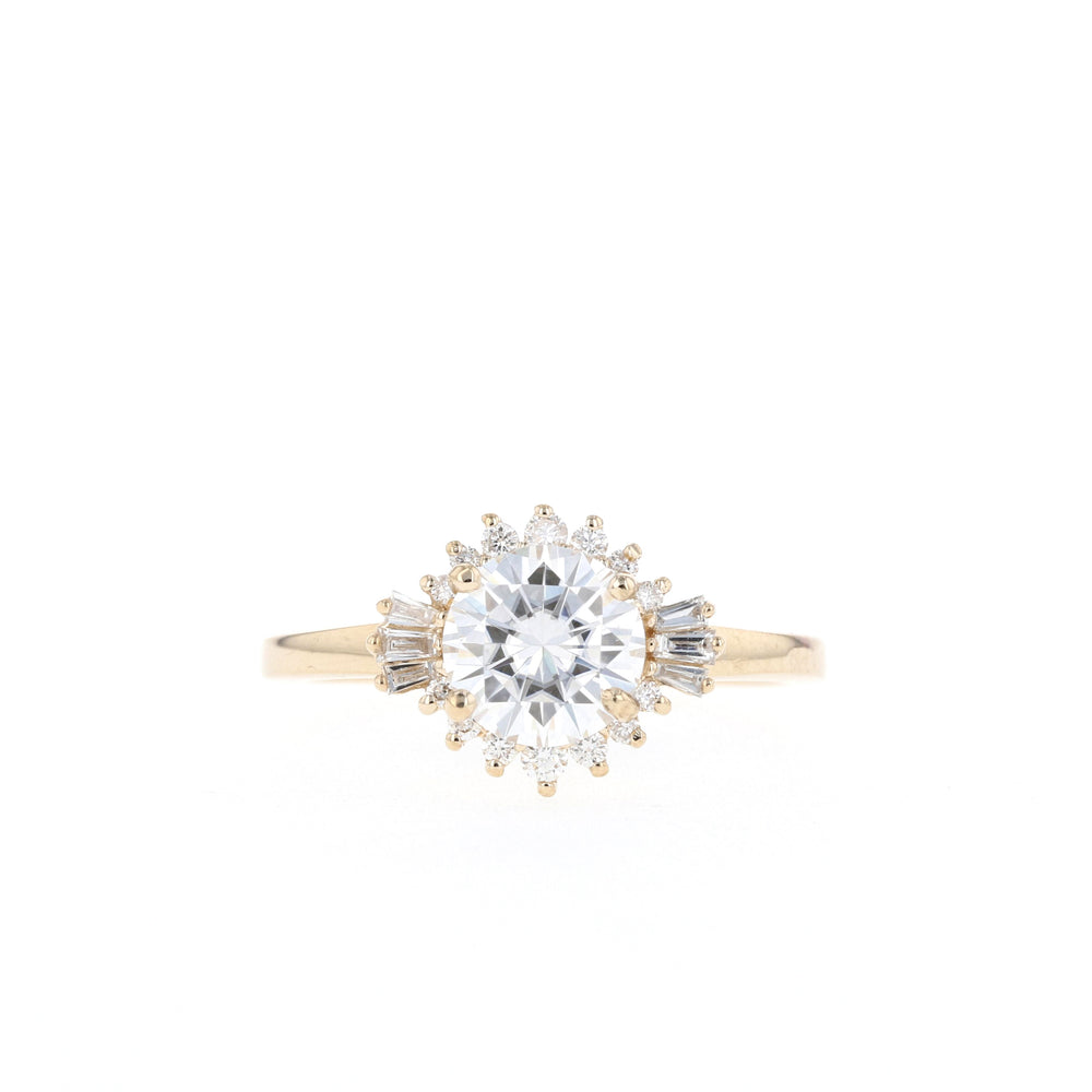 1.05CT Round Cut Cluster Moissanite Diamond Engagement Ring