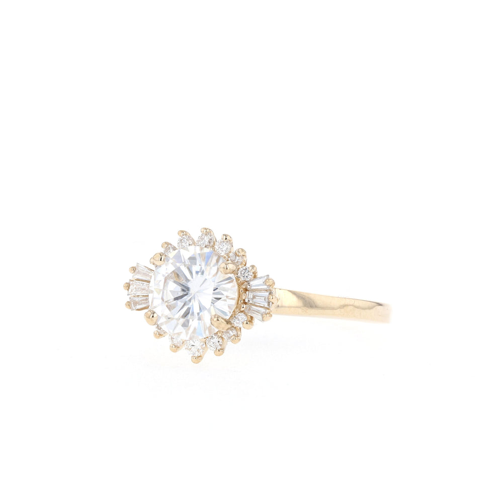 1.05CT Round Cut Cluster Moissanite Diamond Engagement Ring