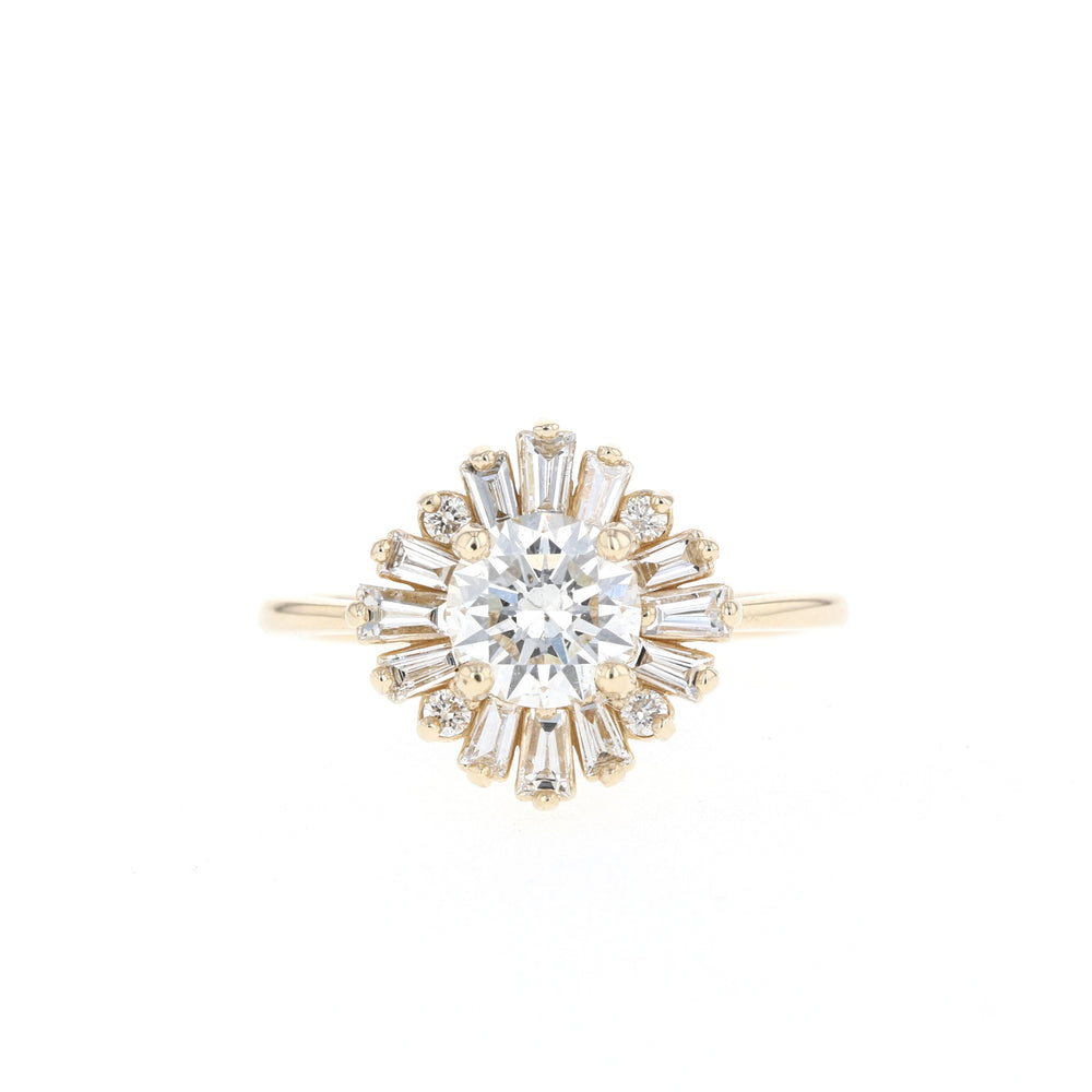 1.05CT Round Cut Cluster Moissanite Diamond Engagement Ring