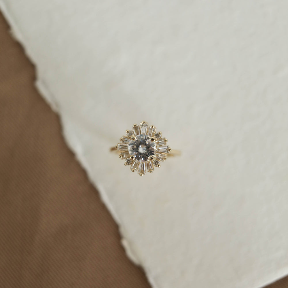 1.05CT Round Cut Cluster Moissanite Diamond Engagement Ring