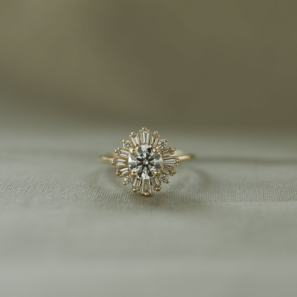 1.05CT Round Cut Cluster Moissanite Diamond Engagement Ring
