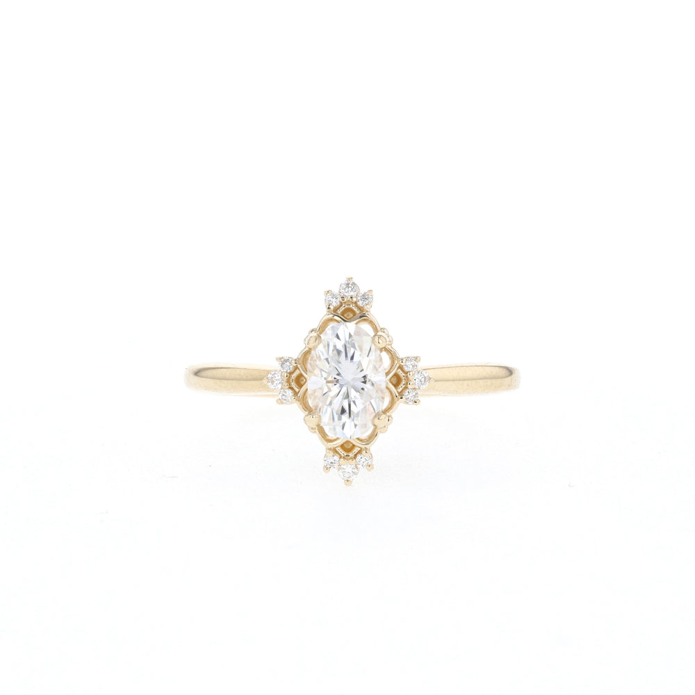 1.20CT Oval Moissanite Halo Cluster Diamond Engagement Ring