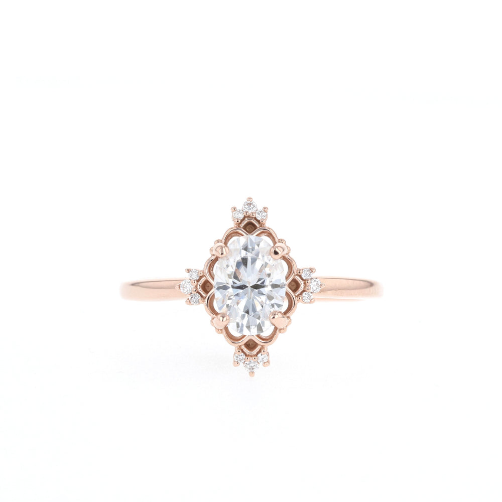 1.20CT Oval Moissanite Halo Cluster Diamond Engagement Ring