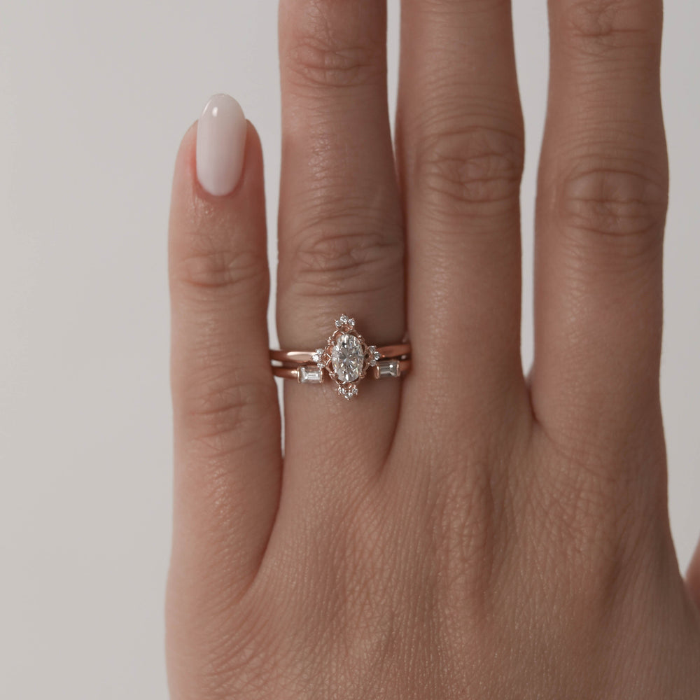 0.14ct Baguette Cut Open Moissanite Diamond Wedding Band