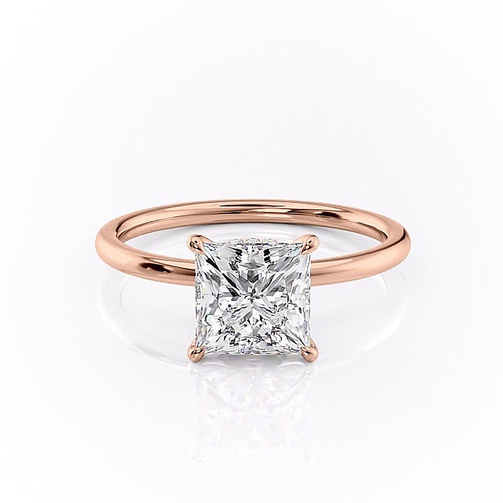 2.08 CT Princess Cut Solitaire Moissanite Engagement Ring