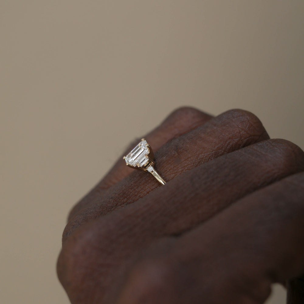1.10CT Emerald Cut Moissanite Five Stone Diamond Engagement Ring