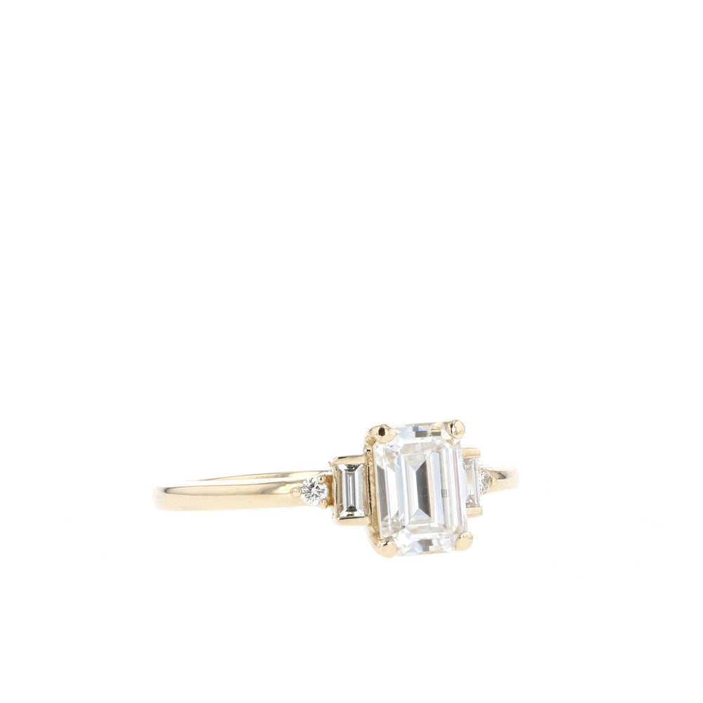 1.10CT Emerald Cut Moissanite Five Stone Diamond Engagement Ring