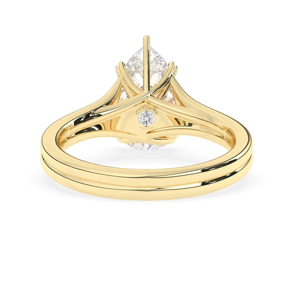 3.0 CT Pear Cut Solitaire Split Shank Setting Moissanite Engagement Ring