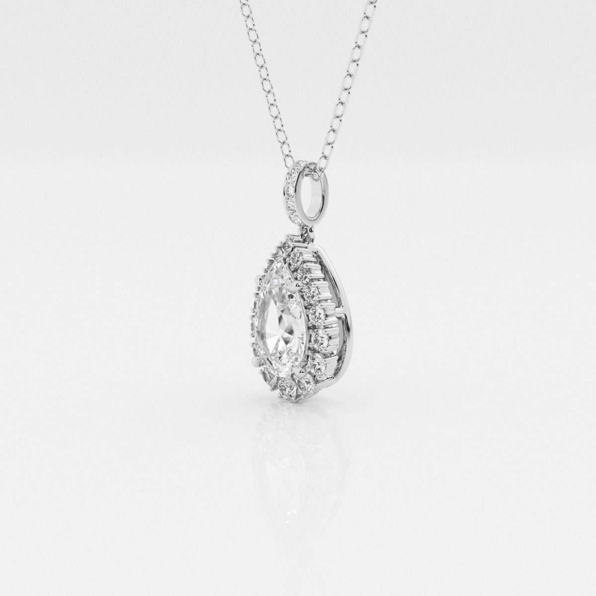 2.0 CT Pear Moissanite Diamond Halo Necklace