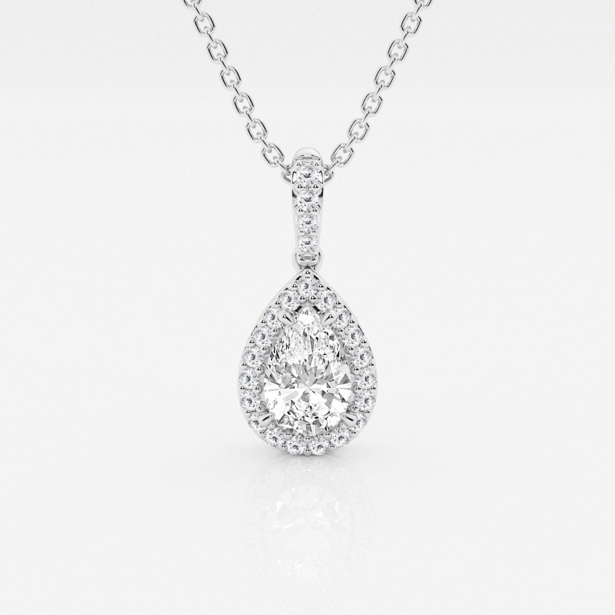 0.62 CT Pear Moissanite Diamond Halo Necklace