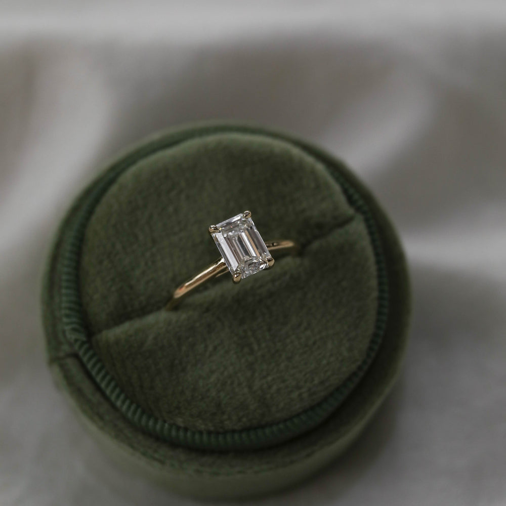 1.7ct Emerald Cut Moissanite Solitaire Diamond Engagement Ring