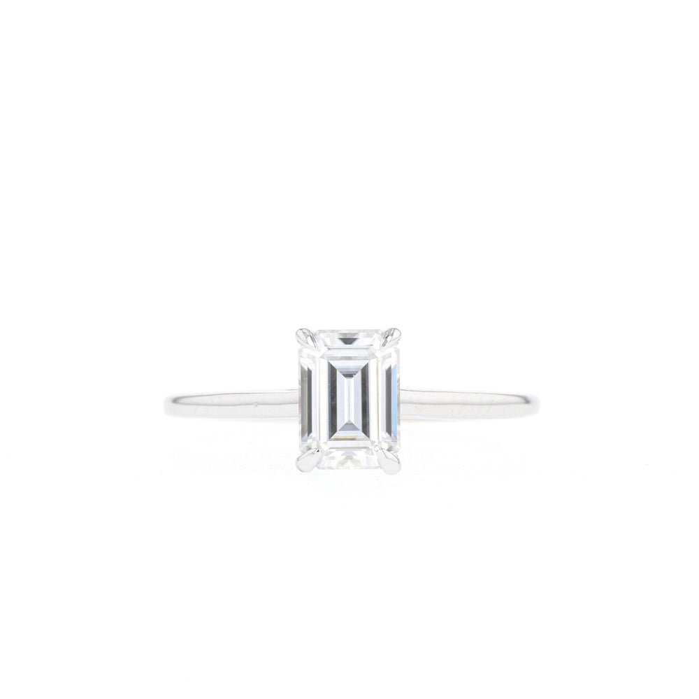 1.7ct Emerald Cut Moissanite Solitaire Diamond Engagement Ring