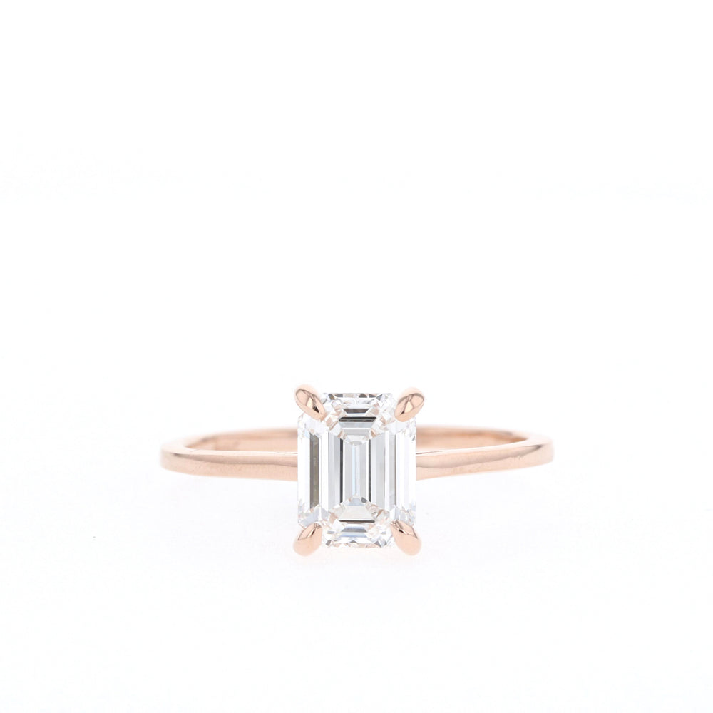 1.7ct Emerald Cut Moissanite Solitaire Diamond Engagement Ring
