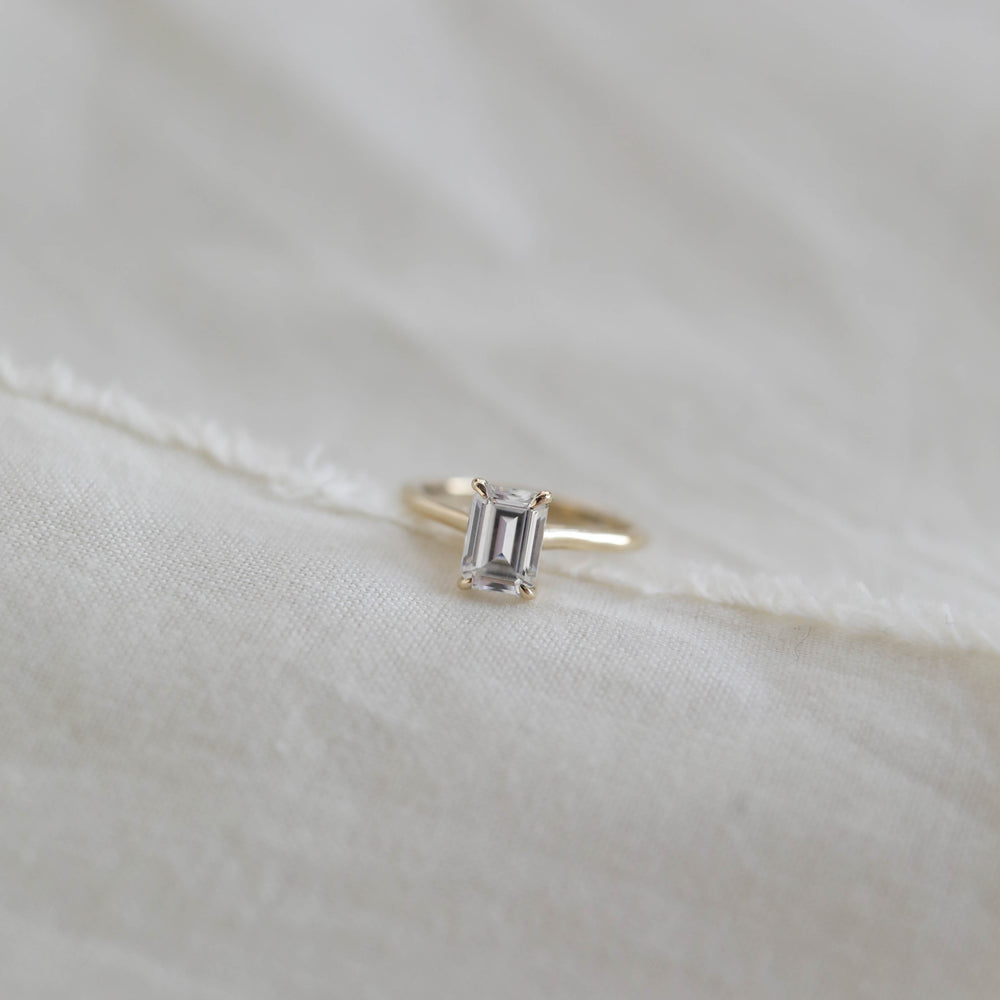 1.7ct Emerald Cut Moissanite Solitaire Diamond Engagement Ring