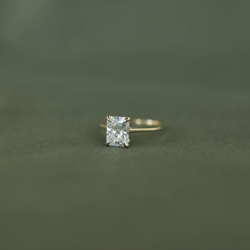 1.7ct Emerald Cut Moissanite Solitaire Diamond Engagement Ring