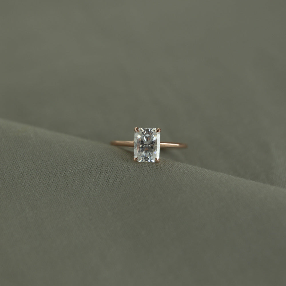 1.7ct Emerald Cut Moissanite Solitaire Diamond Engagement Ring