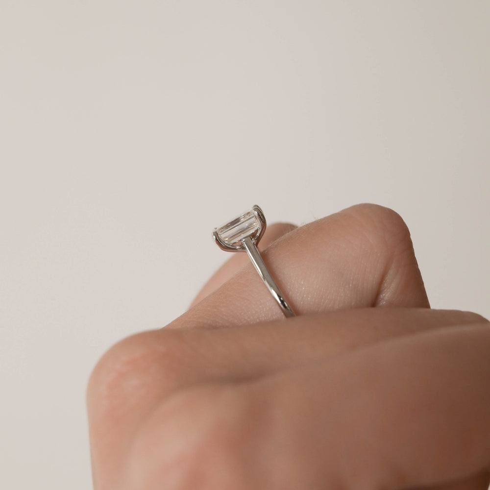 1.7ct Emerald Cut Moissanite Solitaire Diamond Engagement Ring
