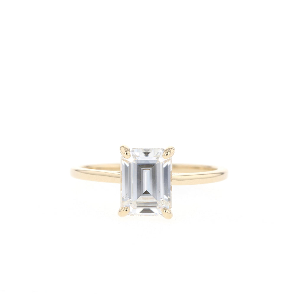 1.7ct Emerald Cut Moissanite Solitaire Diamond Engagement Ring
