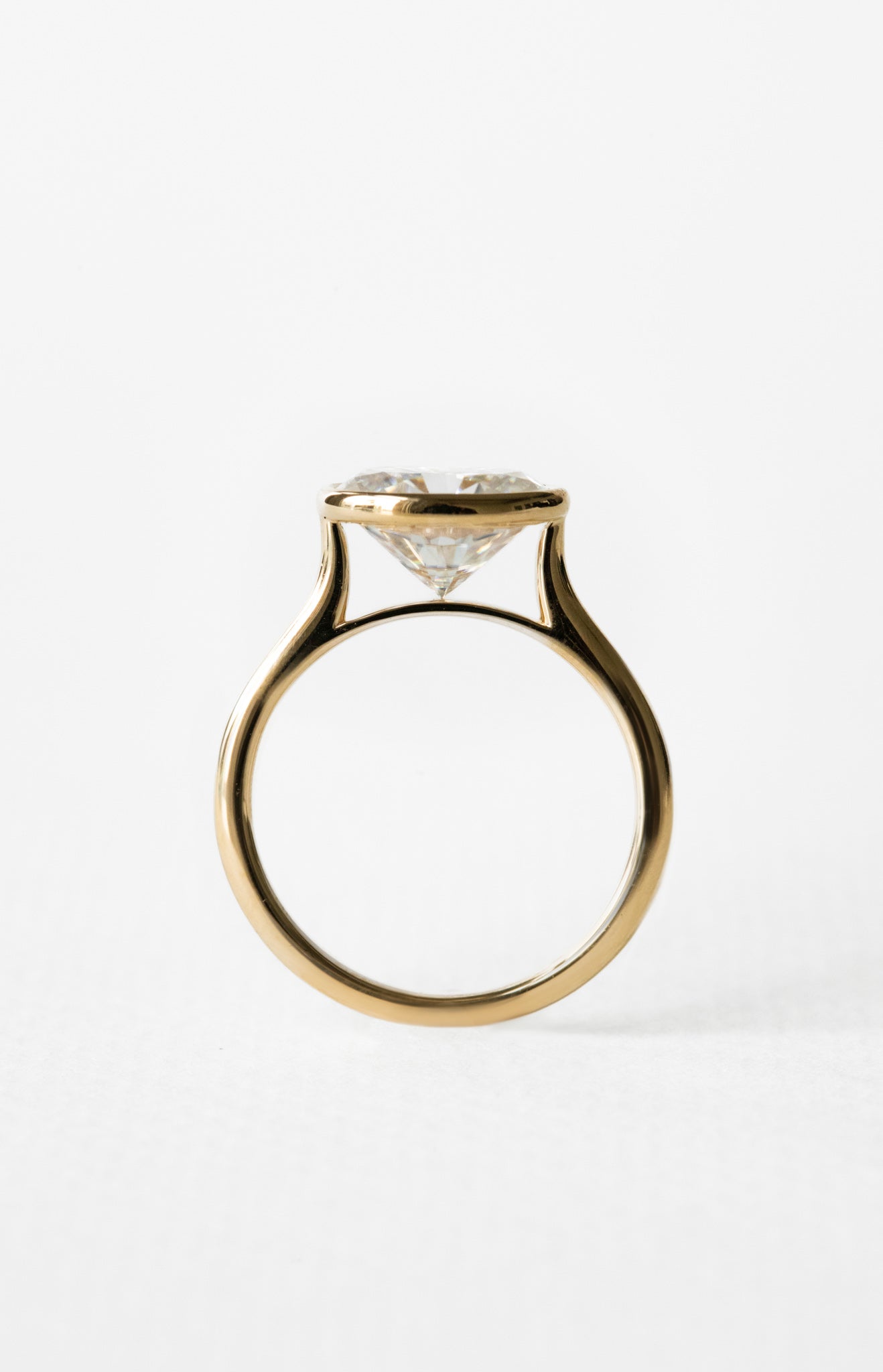 2.10 CT Oval Moissanite Bezel Solitaire Engagement Ring